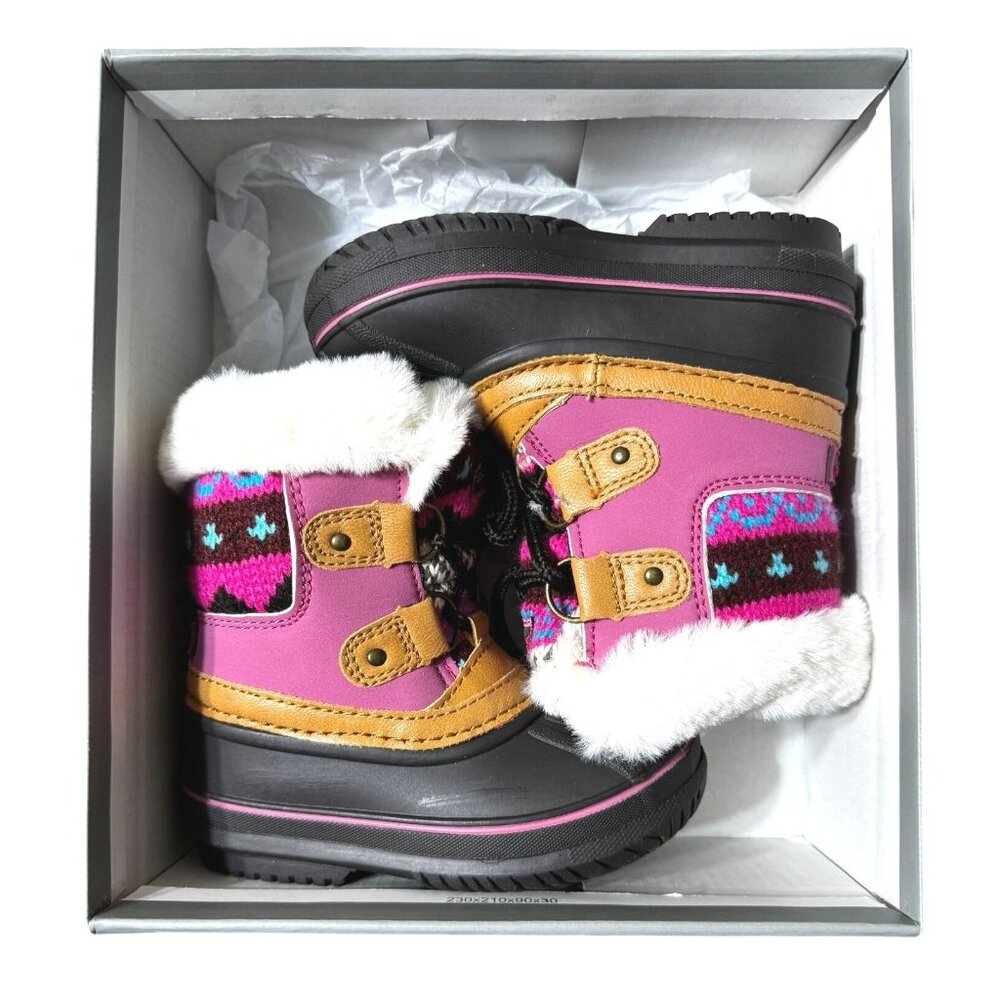 London Fog Kids Lil Tottenham Waterproof Winter Boots Size 6M Brown/Pink Durable